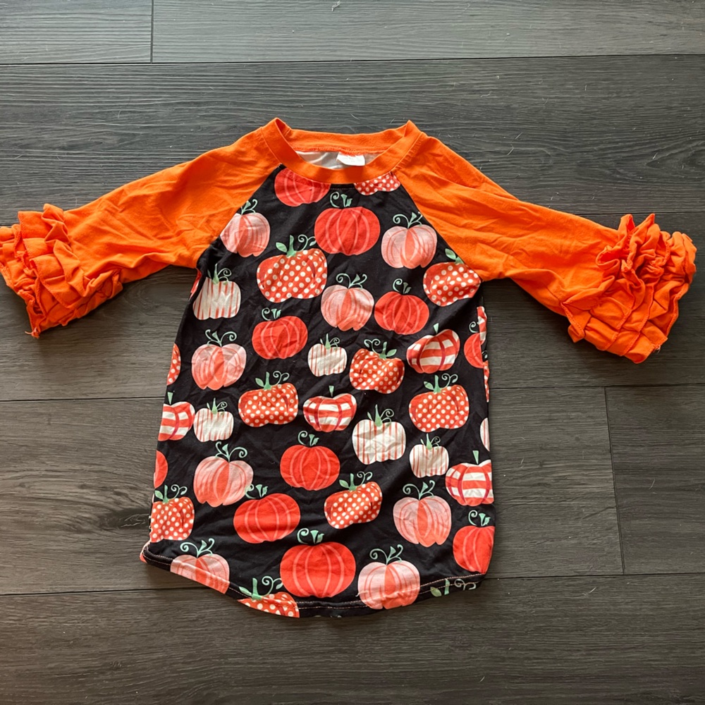 Size 5-6T Boutique Fall Pumpkin Ruffle Top